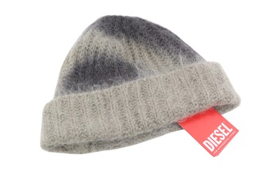 Diesel K-Lelio Herren Mütze OS grau Wollmischung Strick weich flexible Details Unisex