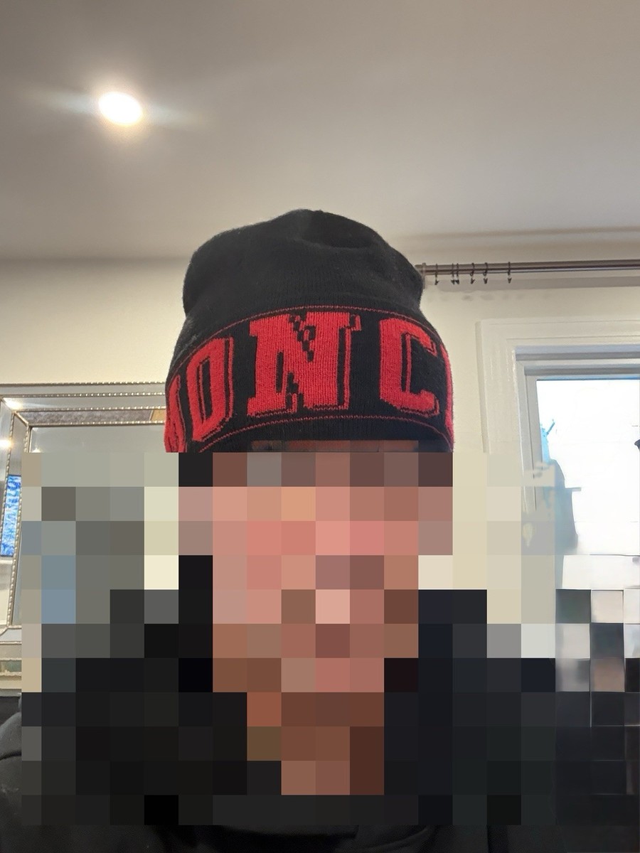 Authentic Moncler Beanie - Black with Red Letters - Freshly dry