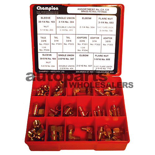 CHAMPION BRASS FUEL ADAPTOR FITTINGS ASSORTMENT KIT (110 Pieces) - Picture 1 of 4