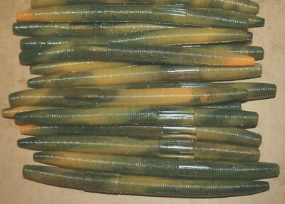 5'' Stick Senko Style Darker Craw Orange Swirl 100 count bag bulk Bass plastic