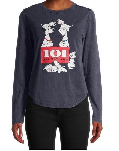 Disney NEW♈Junior's Printed LS Tee size S (3-5)~grey/red 101 Dalmations