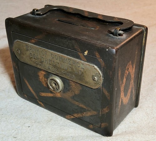 ANTIQUE SUITCASE BANK ADVERTISING BANK OF COMMERCE 624 CHESTNUT ST. PHILADELPHIA - Picture 5 of 12
