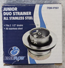 Bar, Prep Sink Junior Duo Stainless Steel Drain Assembly With Strainer, 2.5" New