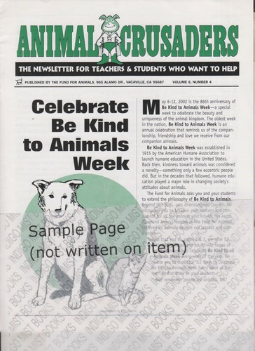 Animal Crusaders Volume 6 Numbers 1-4 Animals (Newsletters: Teachers, Childr - Imagen 2 de 5