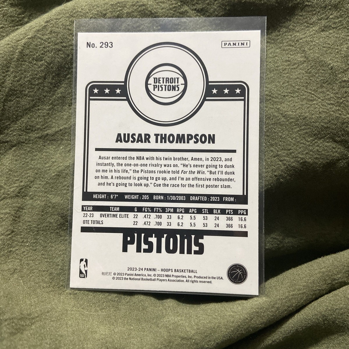 2023-24 Panini NBA Hoops Ausar Thompson Rookie Hoops Tribute
