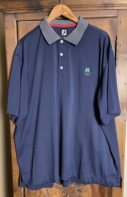 Foot Joy Men's XXL Navy S/S 100% Nylon Polo Shirt Navy/White