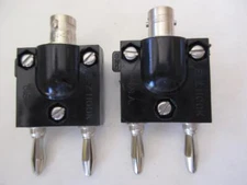 (2pk) 9225 E-Z Hook BNC Female Standard Double Banana Plug Adapter Dual Made USA