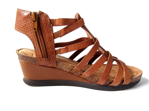 Rockport Cobb Hill Womens Size 6M Wedge Sandals Brown Embossed Leather Side Zip - Picture 14 of 16