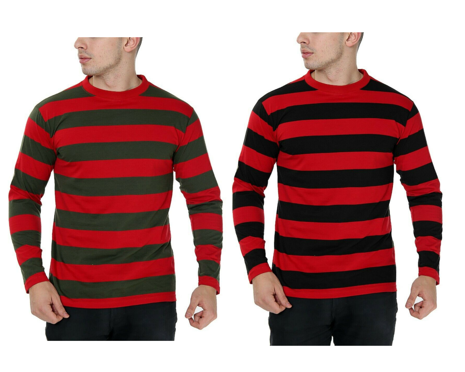 Unisex Red Black Striped TShirt Denis Top Full Sleeve Fancy Dress Outfit UK eBay