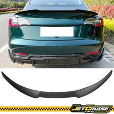 Fits 17-23 Tesla Model 3 IKON Style Rear Trunk Spoiler Wing Lip Matte Black ABS