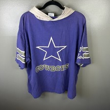 Vintage 80s NFL Dallas Cowboys Apex One Hooded Blue Shirt Size Large