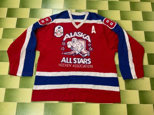 Vintage Alaska All-Stars #8 Vidrine Hockey Jersey Fits Large Made in USA