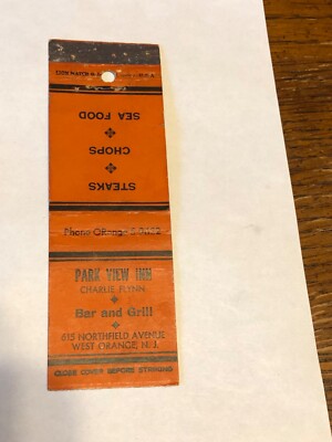 1950s West Orange NJ Advertising Matchbook Park View Inn Charlie Flynn