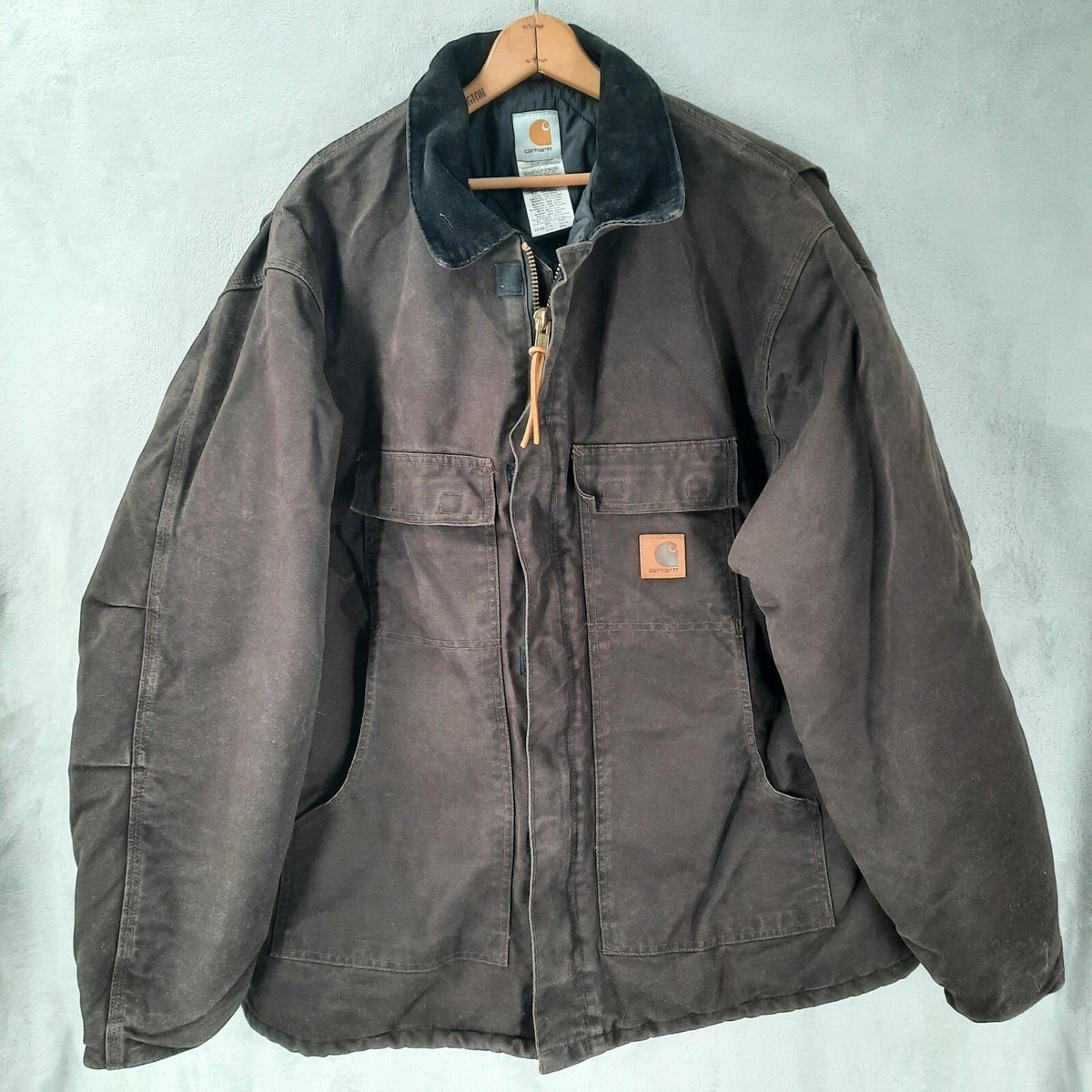 Vintage 90's Carhartt Duck Work Chore Jacket Insulated Heavy