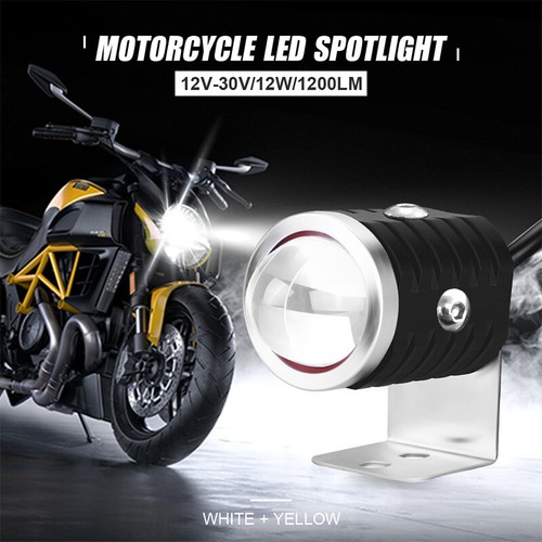 2X Universal Motorcycle LED Headlight Driving Fog Spot Light Lamp White Yellow - Picture 3 of 15