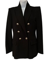 Zara Tailored Double Breasted Blazer Black Classic On Trend Medium (10/12)