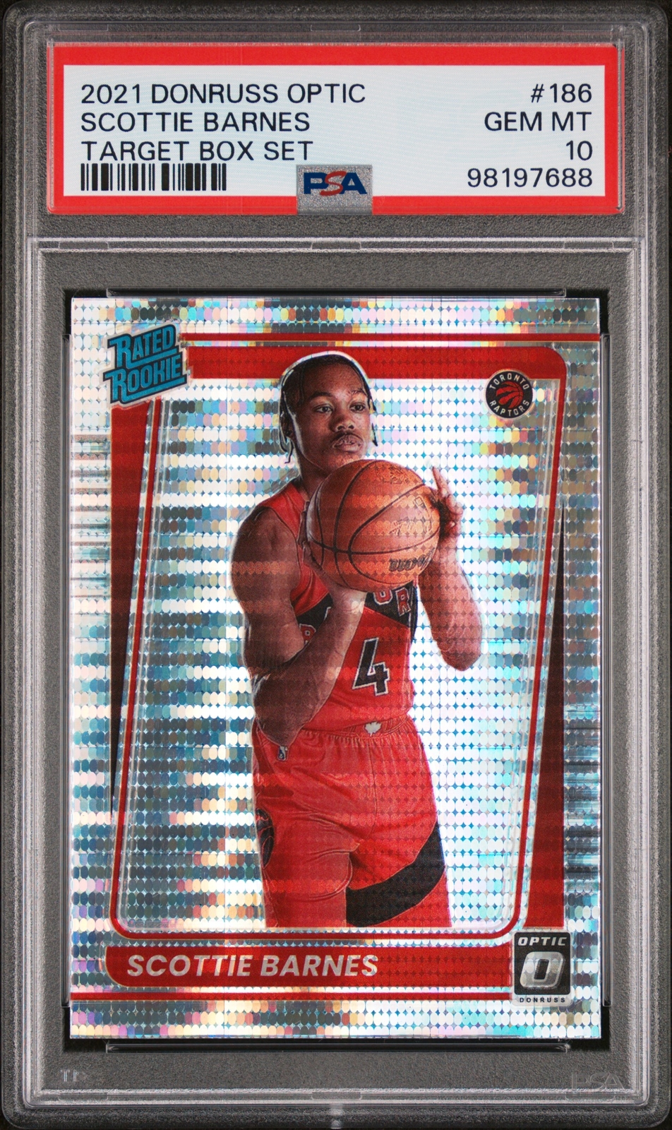 2021 PANINI DONRUSS OPTIC TARGET BOX SET #186 SCOTTIE BARNES ROOKIE RC PSA 10