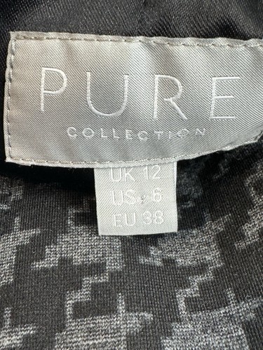 Pure Collection Woman Houndstooth Black Grey Biker Jacket Size 12 Dark Academia - Picture 9 of 11