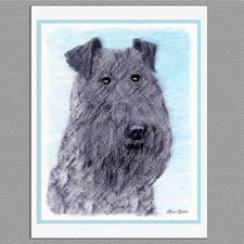 6 Kerry Blue Terrier Dog Blank Art Note Greeting Cards