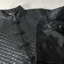 Vtg Carole Little Intimates Loungewear Set Quilted Bed Jacket Satin Pant Black M