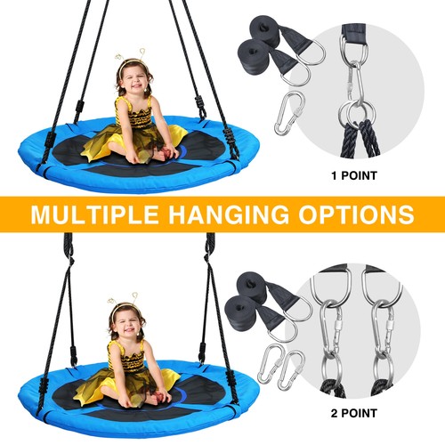 40" Round Saucer Tree Swing 900D Oxford Waterproof Max 700Lbs W/ 2 Hanging Ropes - Picture 17 of 34