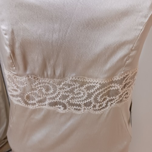 Abito formale Lulus taglia small champagne maxi sirena raso pizzo panna sposa nuovo con etichette - Foto 6 di 13