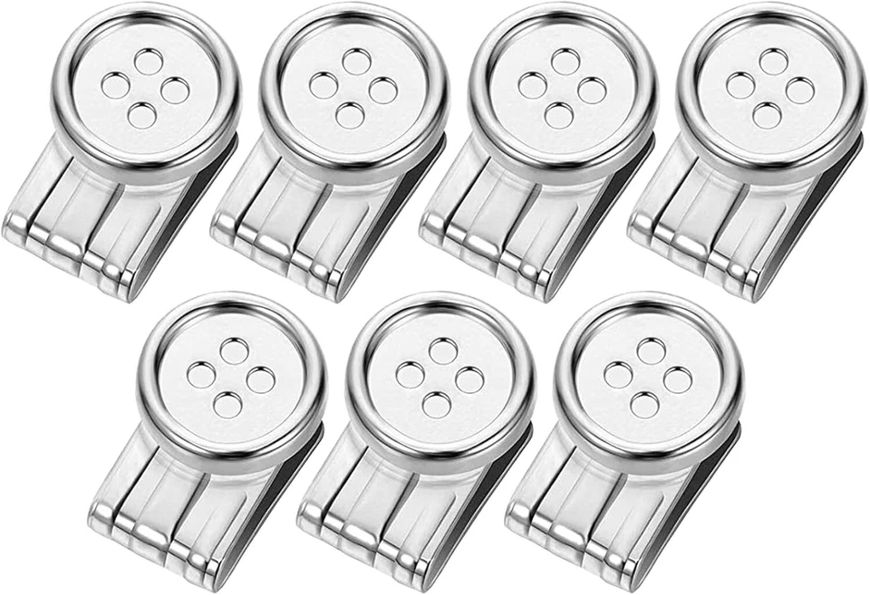 Paquete de 7 botones con clip de metal cromado sin coser fácil fijación para pantalones Foto 3 de 4