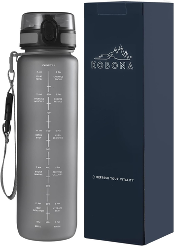 1L Motivational Smart Water Bottle with Time Marking Hydration Tracking Reminder - Picture 2 of 9