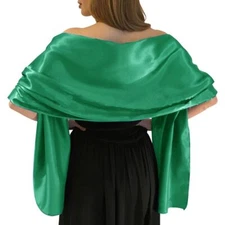 ST Patricks Day Green Shawl Wraps for Women Evening Dresses Satin Formal Shaw...