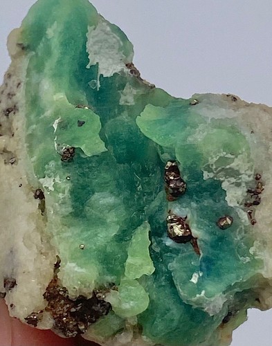 13GM Fluorescent emerald color soldalite with pyrite small specimen Afghanistan