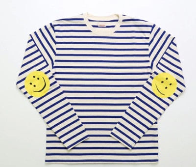 トップス KAPITAL Smilie Patch Long Sleeve Tee XL Kapital Unisex Smilie Patch Long Sleeve Tee, White – Glasswing