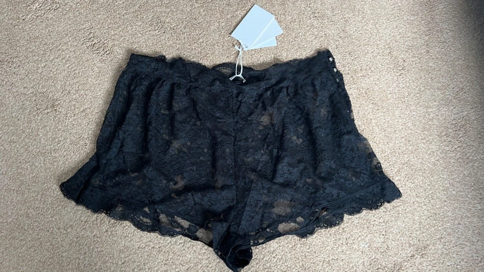 RABANNE para H&M Encaje Bragas Pantalones Cortos Talla UK 22 XXL Foto 3 de 4