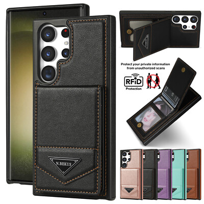 For Samsung Galaxy S24 S23Ultra S22S21Plus Note20 Stand Leather Wallet Card Case