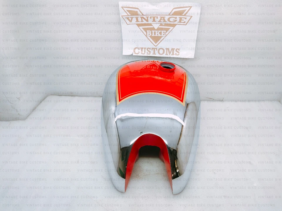 Tanque de gasolina para Matchless Amc Twin G9 G12 en cromo pintado de rojo con tapa (tanque de combustible) Foto 3 de 4