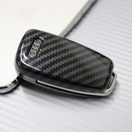 Cover portachiavi flip fibra di carbonio 3 pulsanti per Audi A3 S3 A4 A5 A6 A8 TT Q7 j58cf - Foto 3 di 4