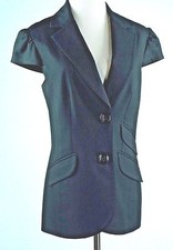 Trina Turk Los Angeles Palm Spring Size 2 Cap Sleeve Jacket Blazer Black