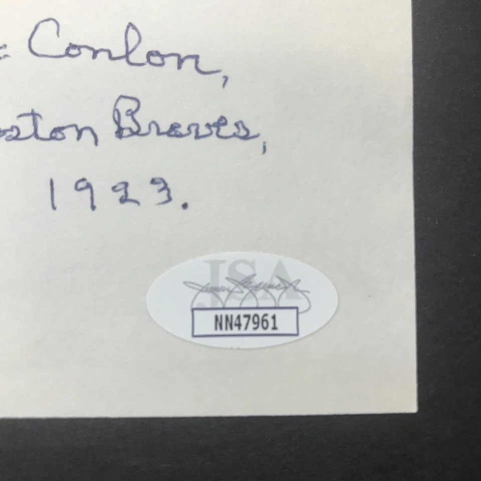 Arthur J. Conlon Signed 3x5 Index Card MLB Boston Braves JSA CERTIFIED Autograph - Image 4 of 4