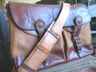 Vintage Holland SPORTS Leather Messenger Bag Briefcase Saddle