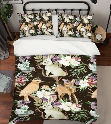 3D Kitz Hase Vogel NAM558 Bett Kissenbezüge Decke Bettdecke Abdeckung Set Fay