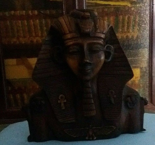 große STATUE BÜSTE ÄGYPTEN PHARAO HOLZSCHNITZEREI TUTANCHAMUN Büste STATUEN - Bild 3 von 10