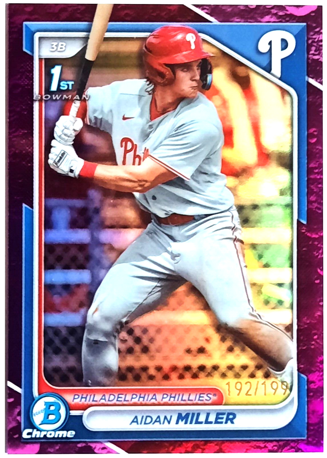 Aidan Miller 2024 1st Bowman Chrome BCP27 Fuchsia Lunar Glow Refractor 192/199