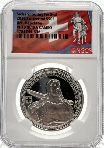 2022 Switzerland S50F Swiss Shooting Festival Uri-Hab-116a Coin NGC PF70UCAM