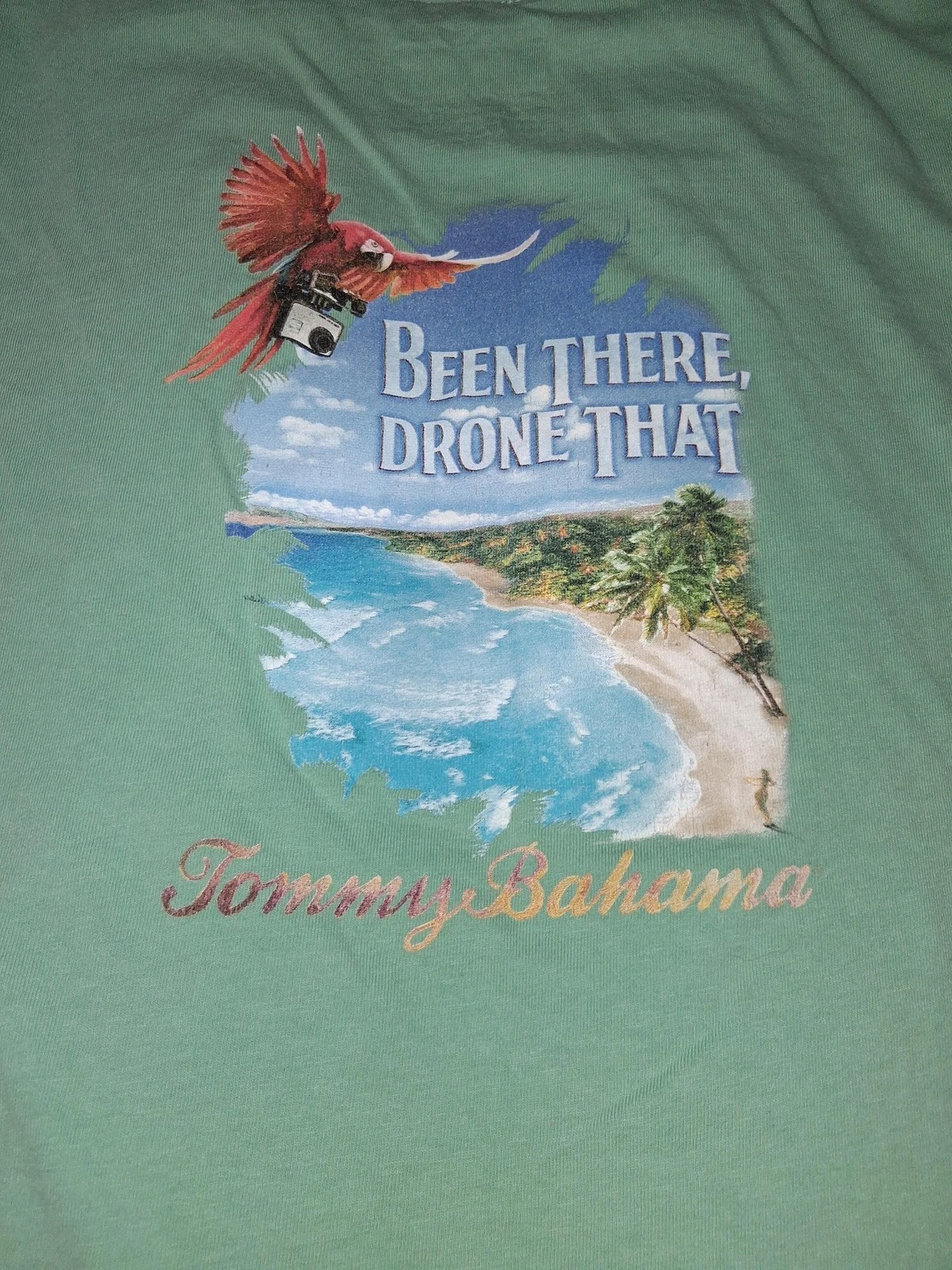 Tommy Bahama Shirt Mens XL Relax Beach Parrot Drone Graphic Tee UPF 50
