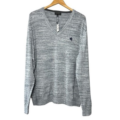 Express V-Neck Sweater Men s XXL Gray Marled Knit Minimal Preppy Workwear Modern