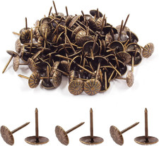 Upholstery Tacks, 7/16" Dia Antique Red Copper, 120 Pcs Metal Thumb Tacks, Fur