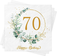 Servietten 70. Geburtstag 40 StüCk,70 Geburtstagsdeko Servietten Eukalyptus GrüN