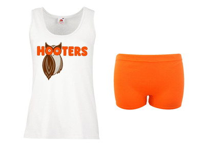 Erwachsene Hooters Bar Mädchen Lady Fit Weste mit Hot Pants Junggesellinnenabschied Nacht Kostüm