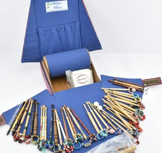Bobbins & Pillows Bag by Rosemarie Robertson Lacemaking Roller Wooden Spangled
