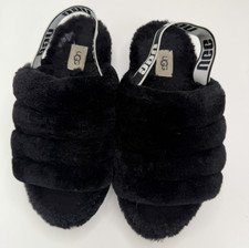 Ugg Fluff Yeah Women's Black Slipper Sandals Size 7 Footbed Wear