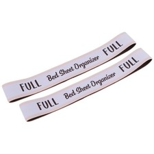 Bed Sheet Organizer Bands, 2 Pieces, White & Pink (FULL)